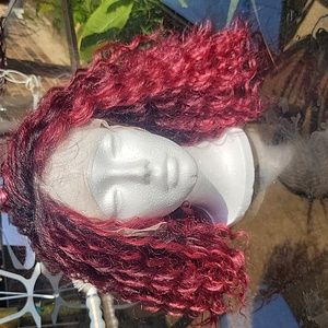 Front lace red curly wig